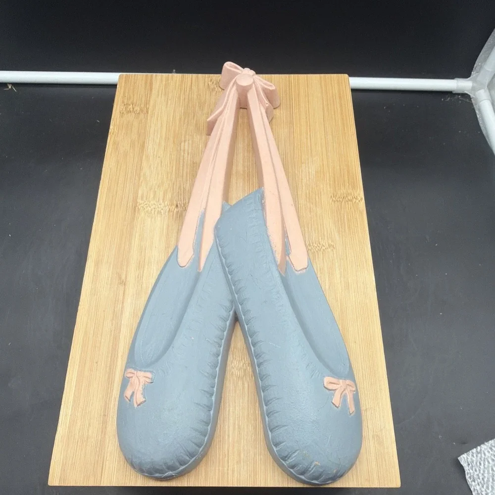 Vintage Homco Pink Blue Ballet Slippers Wall Decor Ballerina Dancer Art